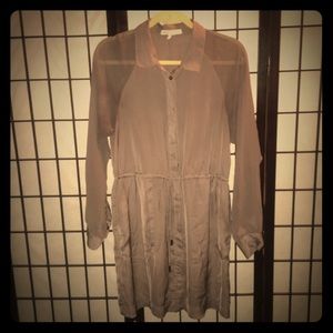 Grey tie belted shirt dress BCBG medium